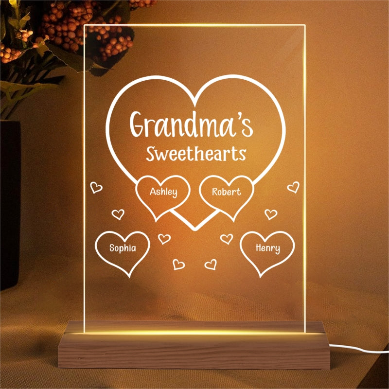 Grandma Mom Sweetheart Personalized Plaque LED Night Light