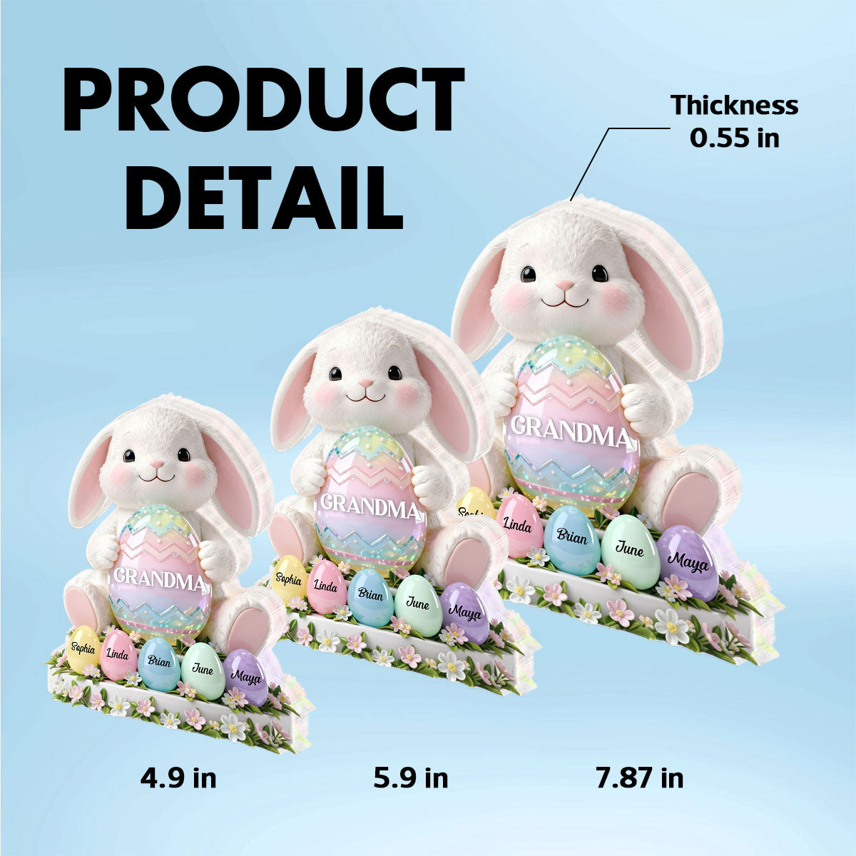 Bunny Grandma Easter - Personalized Acrylic Block Plaque - Easter Decor for Grandma