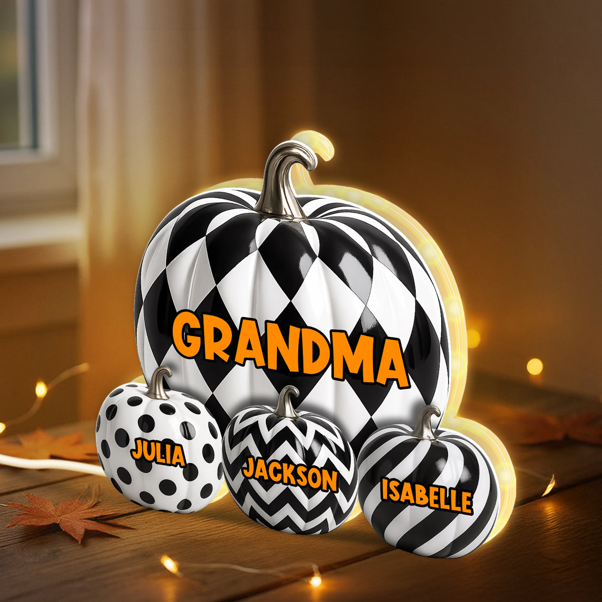3D Effect Grandma Halloween Patterned Pumpkins Personalized LED Light Box