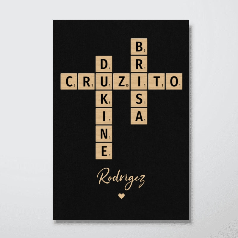 Arte de Crucigrama Familiar - Creado en un Momento, Atesorado para Siempre Póster Personalizado