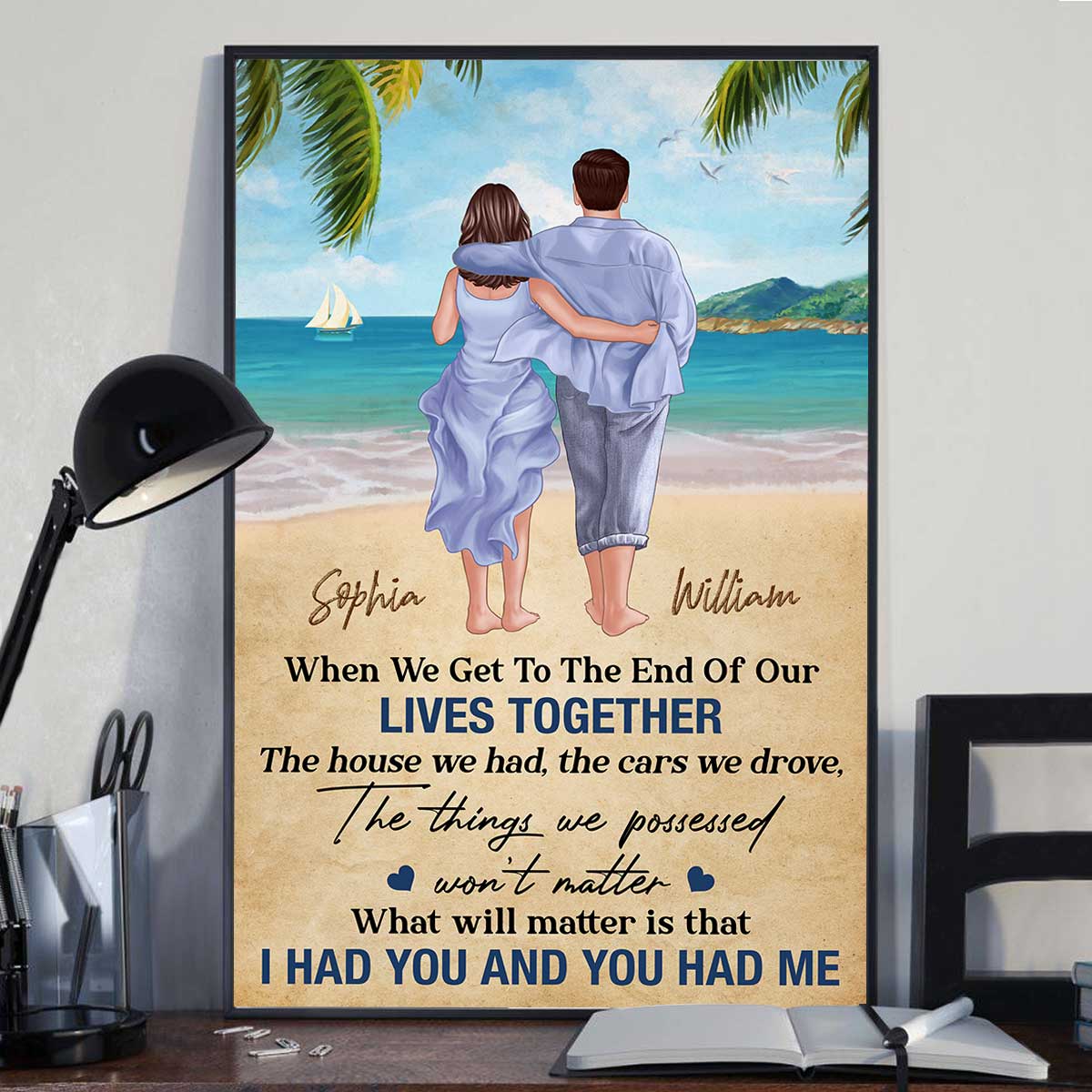 I Had You & You Had Me Back View Couple Walking On The Beach Personalized Vertical Poster