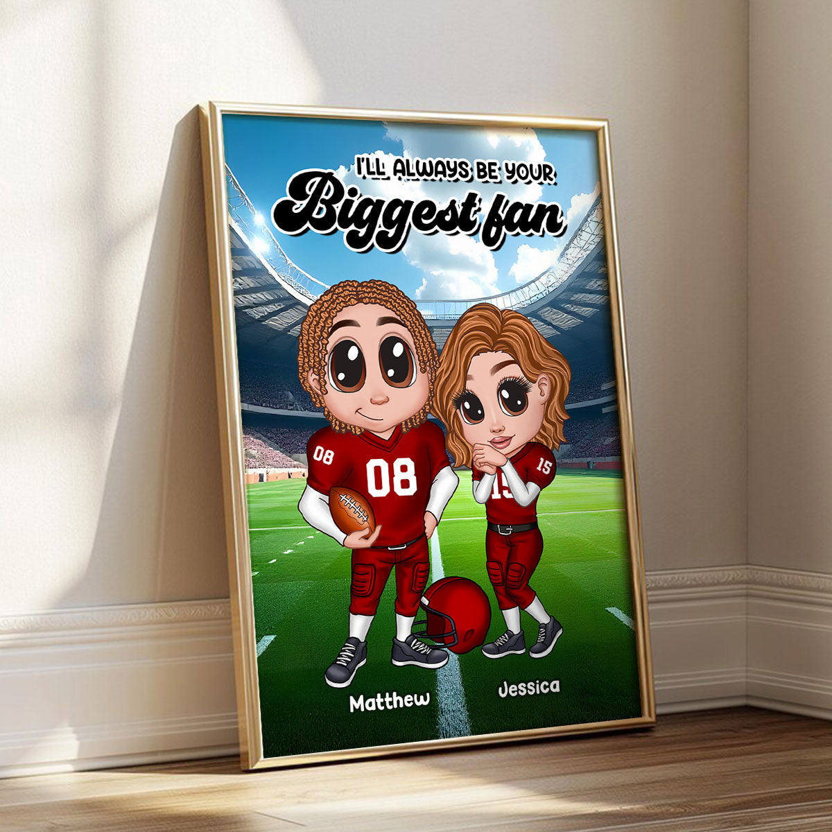 American Football Couple Y2K Style Personalized Poster,  Gift For Couples