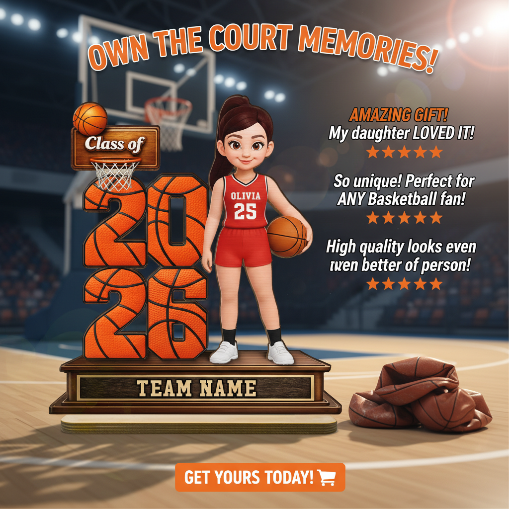 Basketball Senior Class Of 2026 2027 - Personalized 2-Layered Wooden Plaque - Graduation Gift For Son, Daughter