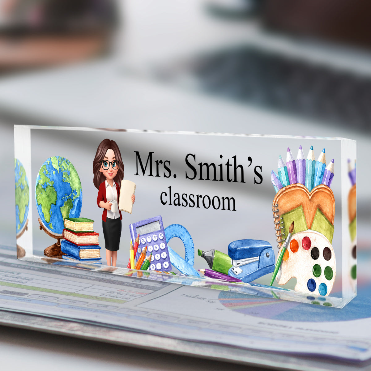 Teacher's Classroom Custom Teacher Name Sign - Personalized Name Desk Plate - Back to School Gift for Teacher
