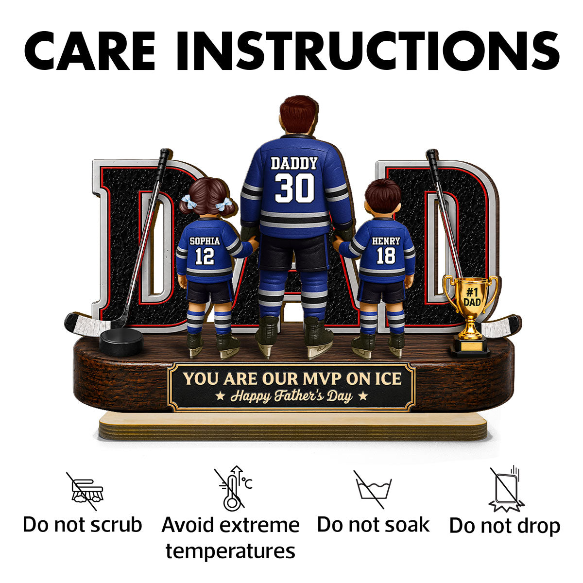 Hockey Dad Legend You Are Our MVP On Ice - Personalized 2-Layered Wooden Plaque -  Gift For Dad, Husband