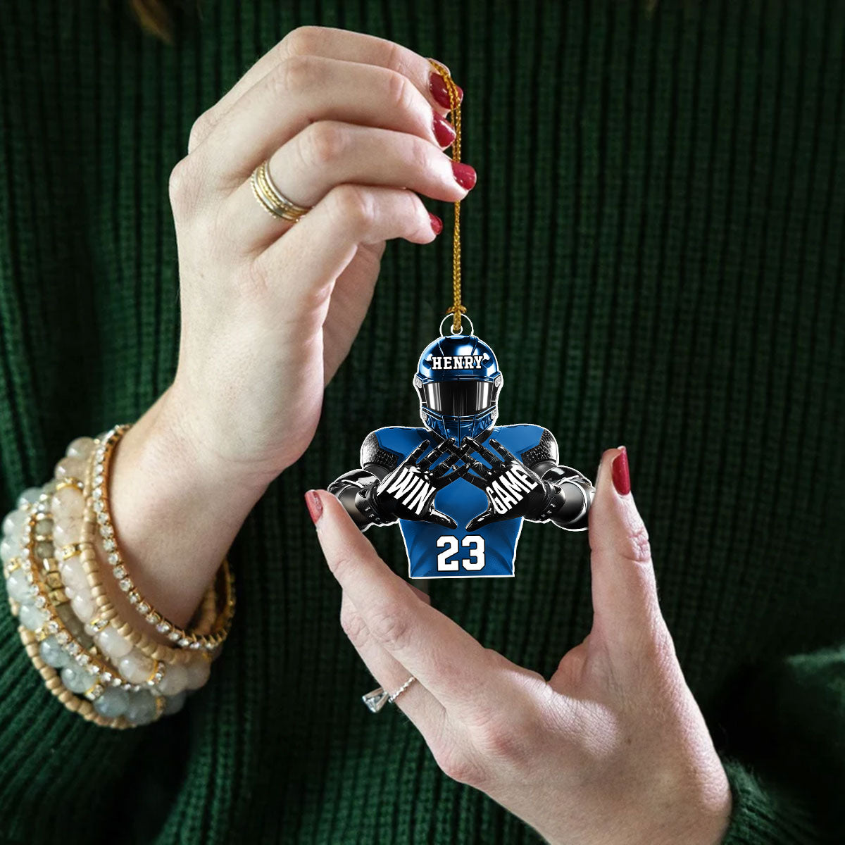Football Player Football For Life Personalized Acrylic Ornament, 3D Effect Flat Ornament