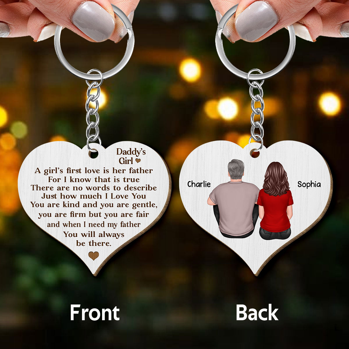 Daddy‘s Girl Personalized Wooden Keychain