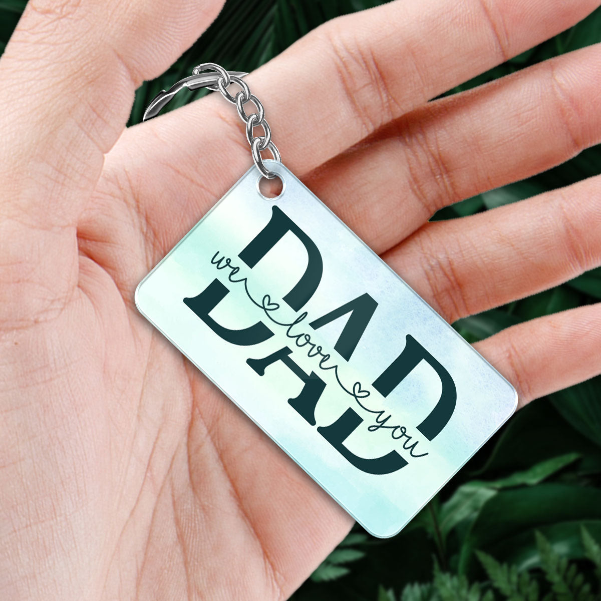 Dad And Kids Standing Front View Forest Personalized Acrylic Keychain