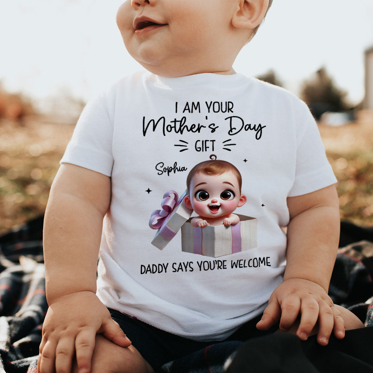 I'm Your Gift Cute Baby Sitting In Gift Box Personalized Baby Onesie, Baby Shirt