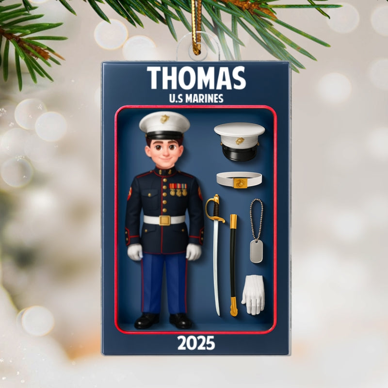 Marines Action Figure 3D Effect Personalized Acrylic Ornament - Special Gift For The Marines