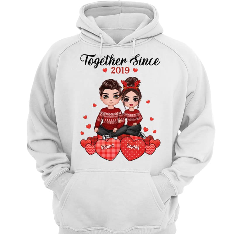 Doll Couple Sitting On Hearts Personalized Shirt