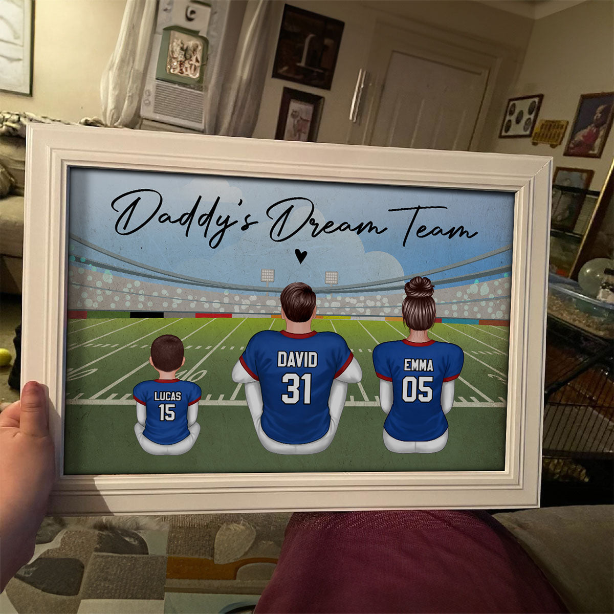 American Football GRANDPA DAD Dream Team Personalized Poster, Coolest Gift For Dad, For Grandpa, For Husband