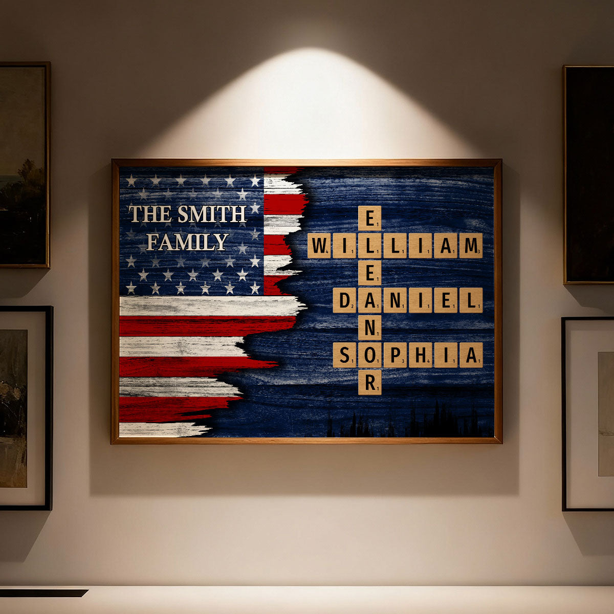 Half Nation Flag Pride Family Crossword Puzzle Art - Personalized Poster - Gift For Family