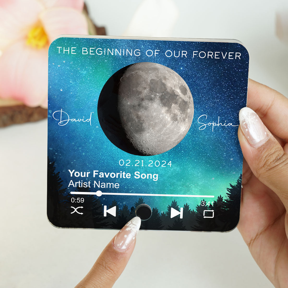 Our Moon Couple Gift Moon Phase Art Wedding Anniversary Gift For Him Gift For Her Personalized Music Fridge Magnet