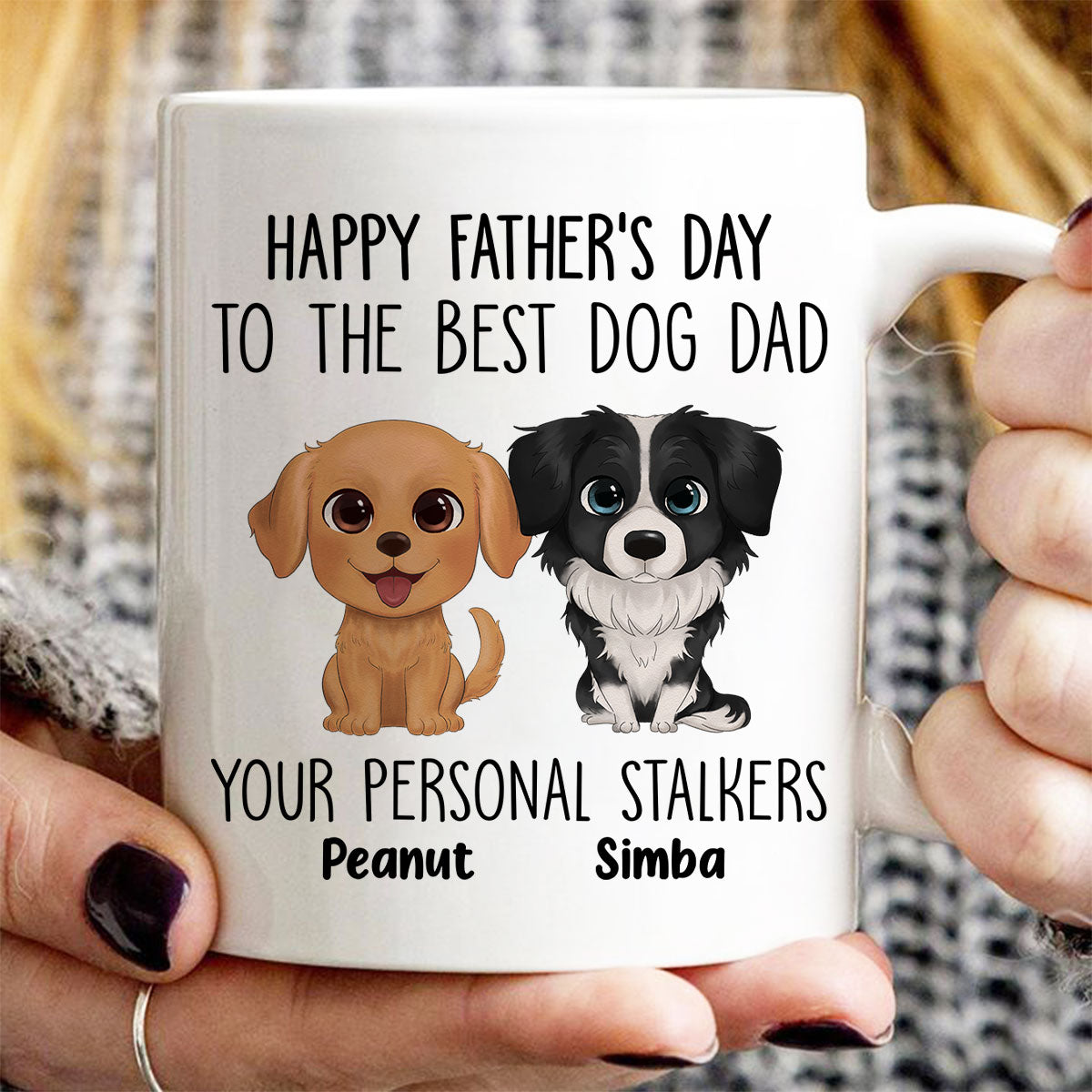 Watercolor Cute Dogs Happy Father‘s Day To The Best Dog Dad From Personal Stalkers Personalized Mug