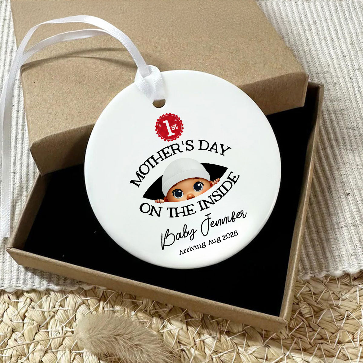 Personalized Baby's First Mother's Day On the Inside Ornament, Custom Pregnancy Reveal Ornament, Gift For Expecting Parents