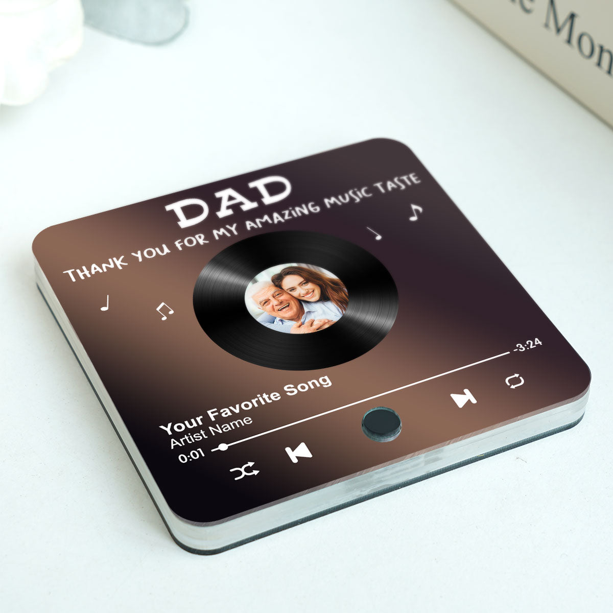 Dad Thank You For My Amazing Music Taste Upload Photo Favorite Song Personalized Music Fridge Magnet