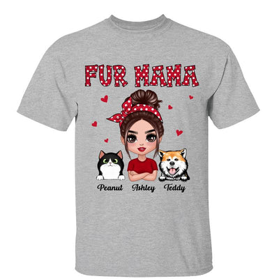 Polka Dot Pattern Dog Cat Mom Fur Mama Personalized Shirt