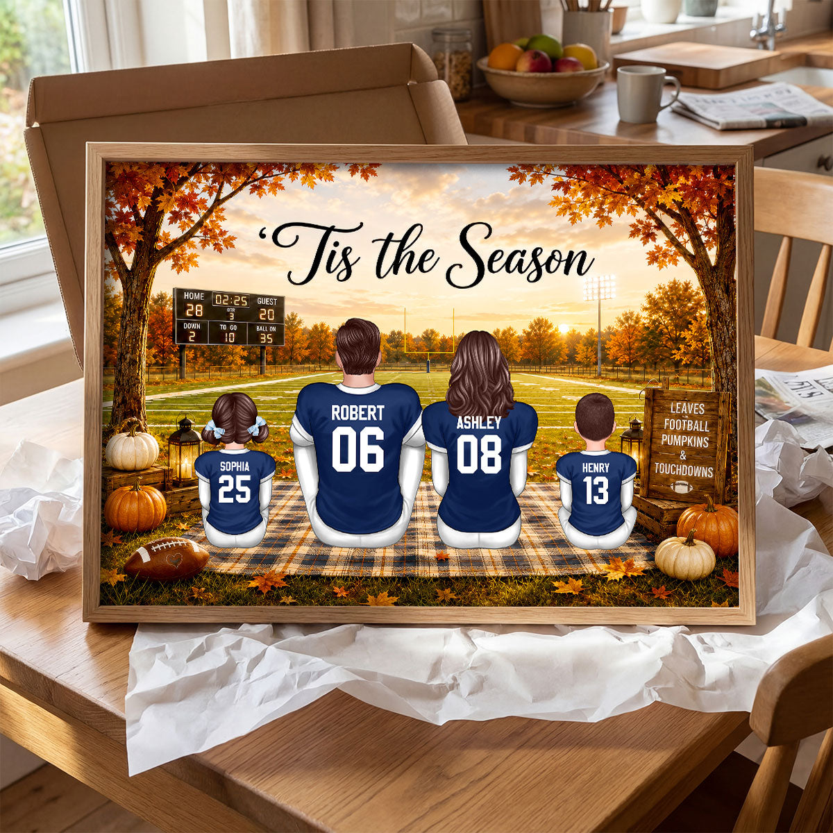 Trending Fall Season Football Family Sitting - Personalized Poster - Gift For Husband Dad Grandpa