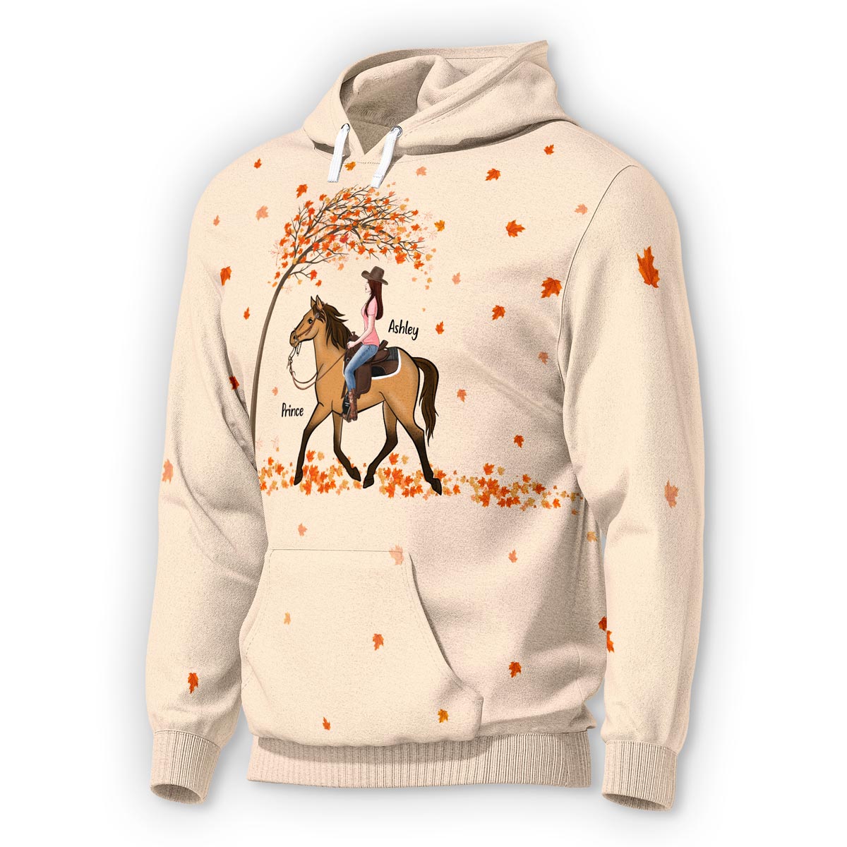 Girl Loves Horse Fall Season Theme Personalized Hoodie, Gift For Horse Lovers