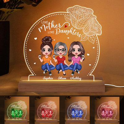 Like Mother Like Daughter Doll 3D Roses Personalized Custom Shape Acrylic Plaque With LED Night Light