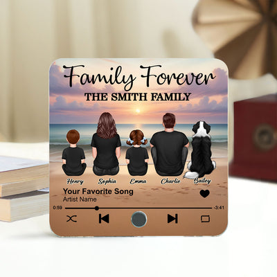 Family Beach Landscape Personalized Music Fridge Magnet, Heartfelt Gift For Family