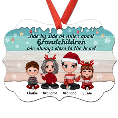 Side By Side Grandma Grandpa Doll Kids Personalized Christmas Ornament