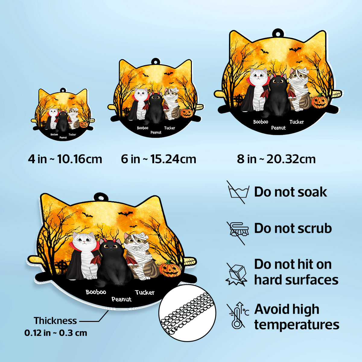 Halloween Cat Face Shaped Personalized Window Hanging Suncatcher Ornament, Halloween Decor For Cat Lovers