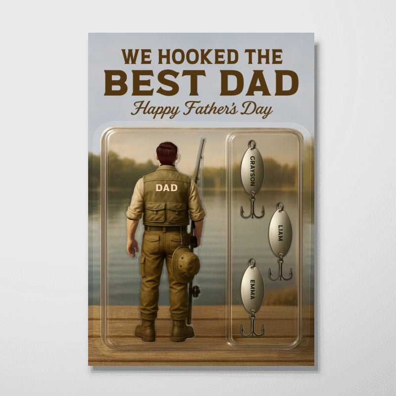 We Hooked The Best Dad Grandpa Fishing With Kids' Names Custom Figure Personalized Poster, Perfect Father's Day Gift For Fishing Dad, For Husband, For Grandpa