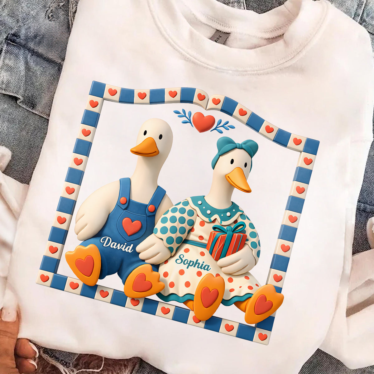 Retro Goose Couple Cottagecore Animals - Personalized Shirt - Gift For Couple