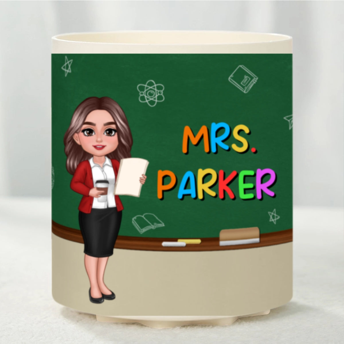 Doll Teacher Personalized Rotating Pen Holder, Teacher Appreciation Gift, Back To School Gift