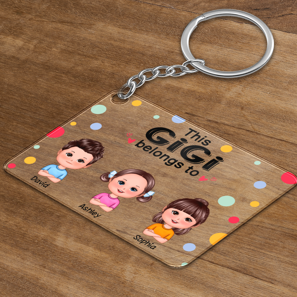 This Gigi Dad Mom Grandma Grandpa Belongs To Cute Doll Kids Personalized Acrylic Keychain