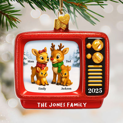 Christmas Classic Reindeer on TV Personalized Acrylic Ornament