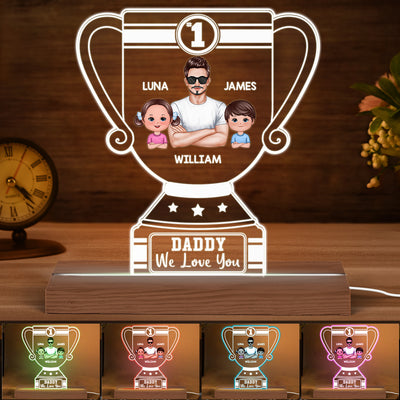 Number 1 Dad Grandpa Trophy Personalized Acrylic Custom Shape LED Night Light