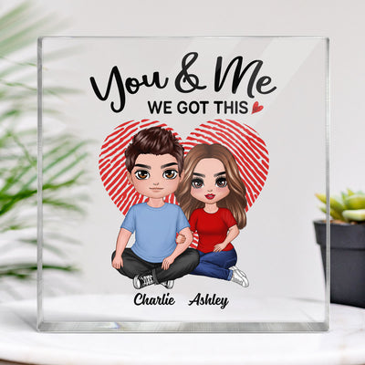 Embracing Couple  Anniversary Gift Personalized Square Acrylic Block Plaque