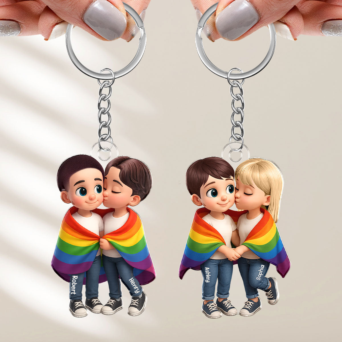 Pride Month LGBT Couple Love Is Love Personalized Acrylic Keychain, Gift For Couple