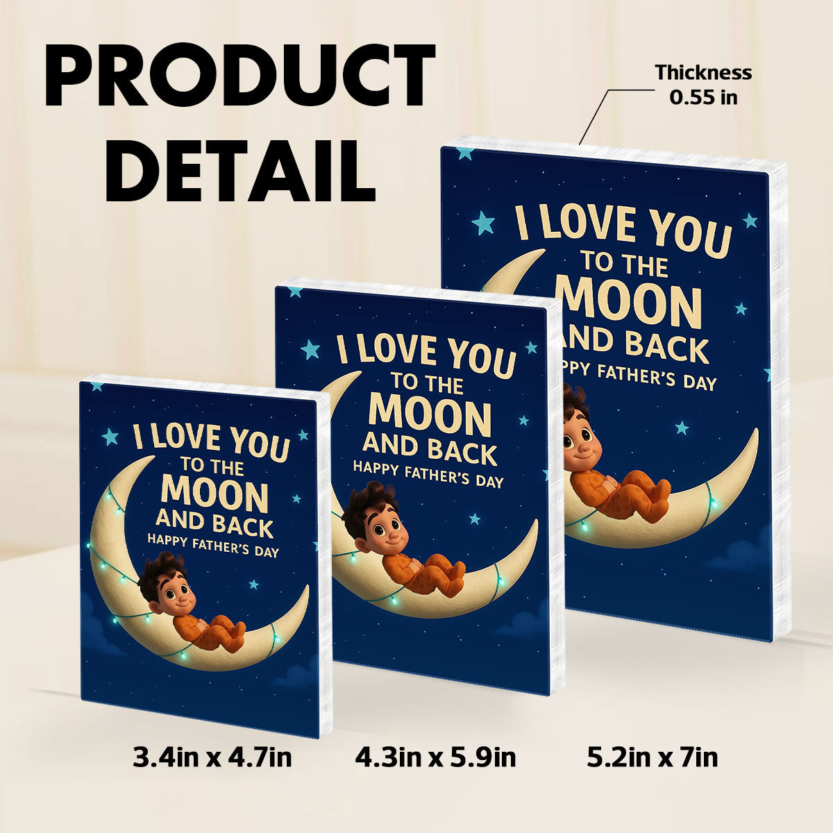 I Love You to the Moon and Back Personalized Acrylic Block Plaque, Father's Day Gift for Dad