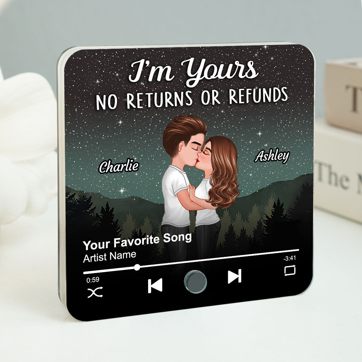 Couple Kissing Under Stars Personalized Music Fridge Magnet, Heartfelt 2025  Gift For Couple, For Him, For Her, Boyfriend, Girlfriend, Husband, Wife
