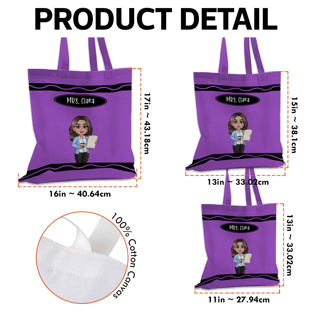 Teacher Crayon Personalized Tote Bag, Back To School Gift For Teacher