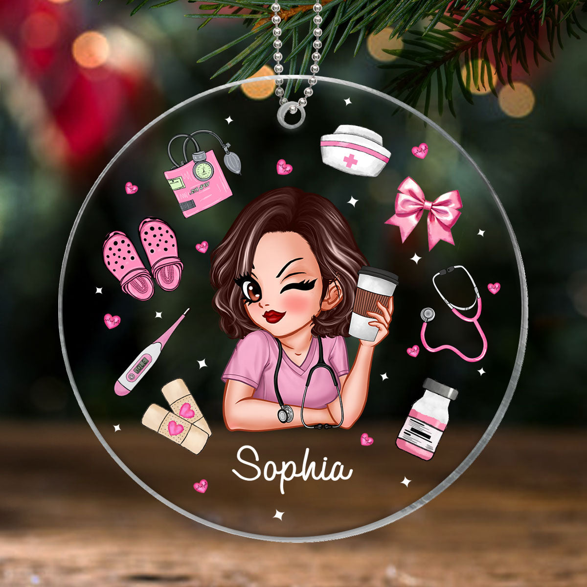 Nurse Things Coquette Style Personalized Acrylic Ornament