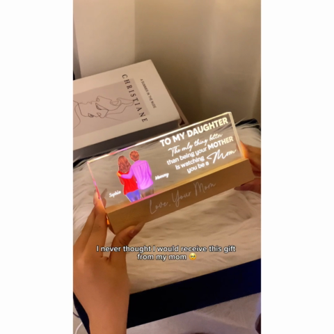 To My Daughter From Mom Personalized Acrylic Block LED Night Light