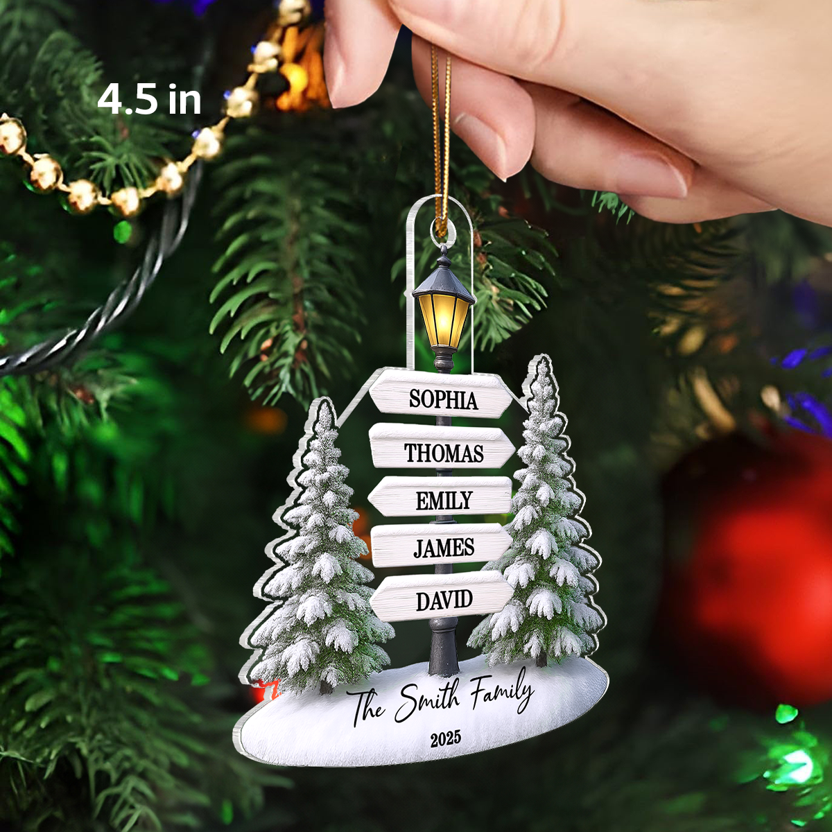 Christmas Family Lamp Posts Directional Signs - Personalized Acrylic Ornament - Gift For Family