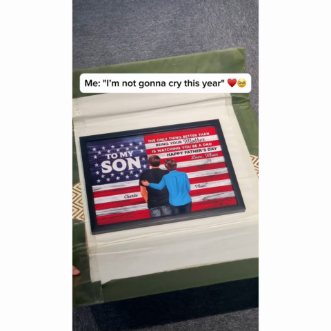 Nation Flag To My Son Happy Father's Day Personalized Poster, Heartfelt Father's Day Gift For Son