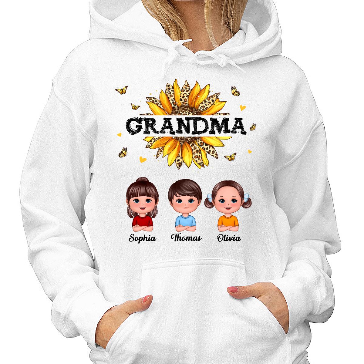 Leopard Sunflower Grandma Mom Auntie Doll Kids Personalized Shirt