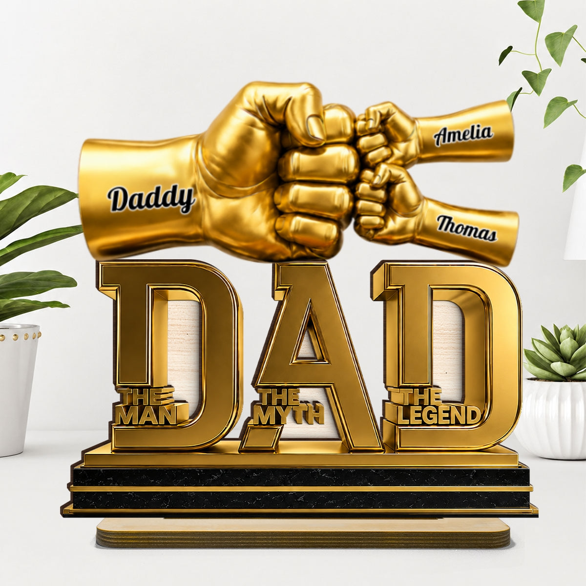 Dad The Man The Myth The Legend - Personalized 2-Layered Wooden Plaque - Father's Day Gift for Dad, Husband