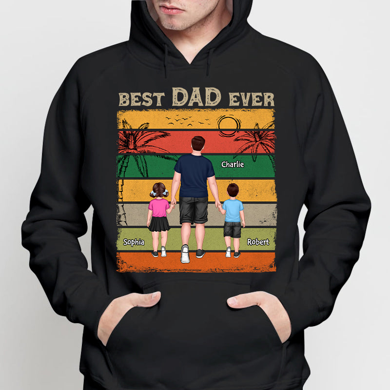 Retro Best Dad Ever Dad And Son Daughter Walking Gift For Dad Personalized Shirt