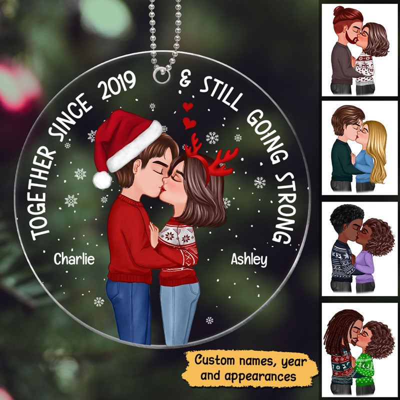 Doll Couple Kissing In Snow Personalized Acrylic Ornament