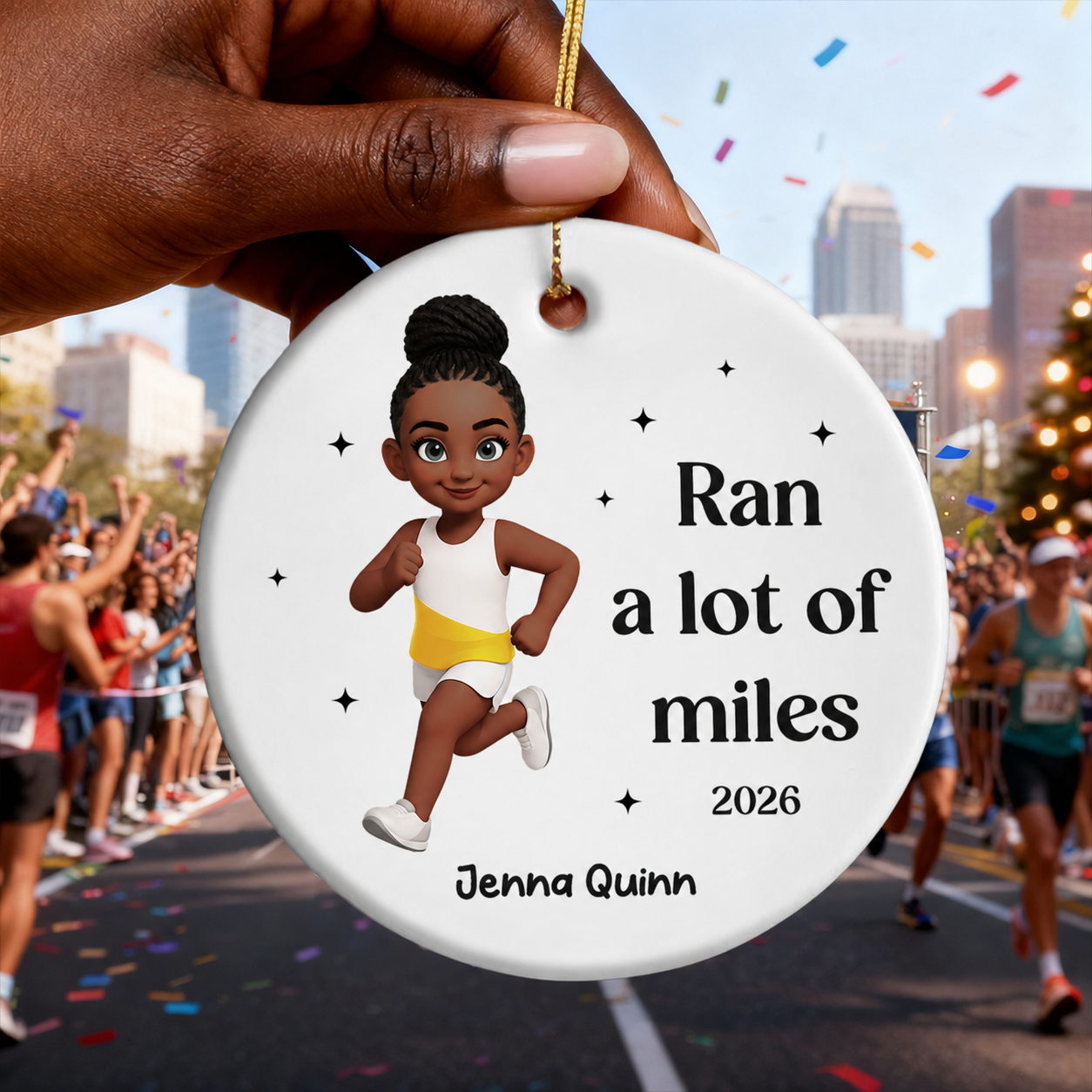Ran A Lot Of Miles Running Boy Girl - Personalized Ceramic Ornament - Gift for Marathon Runner, Track Senior Night Gift
