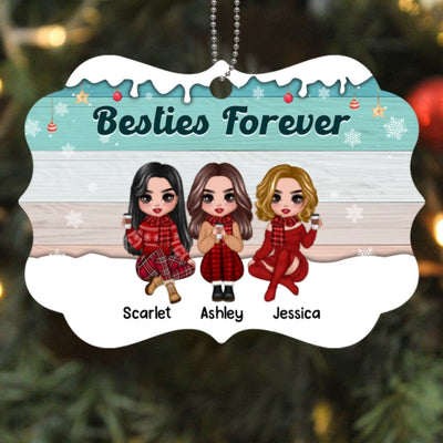 Snow Wooden Doll Sisters Best Friends Personalized Wooden Ornament