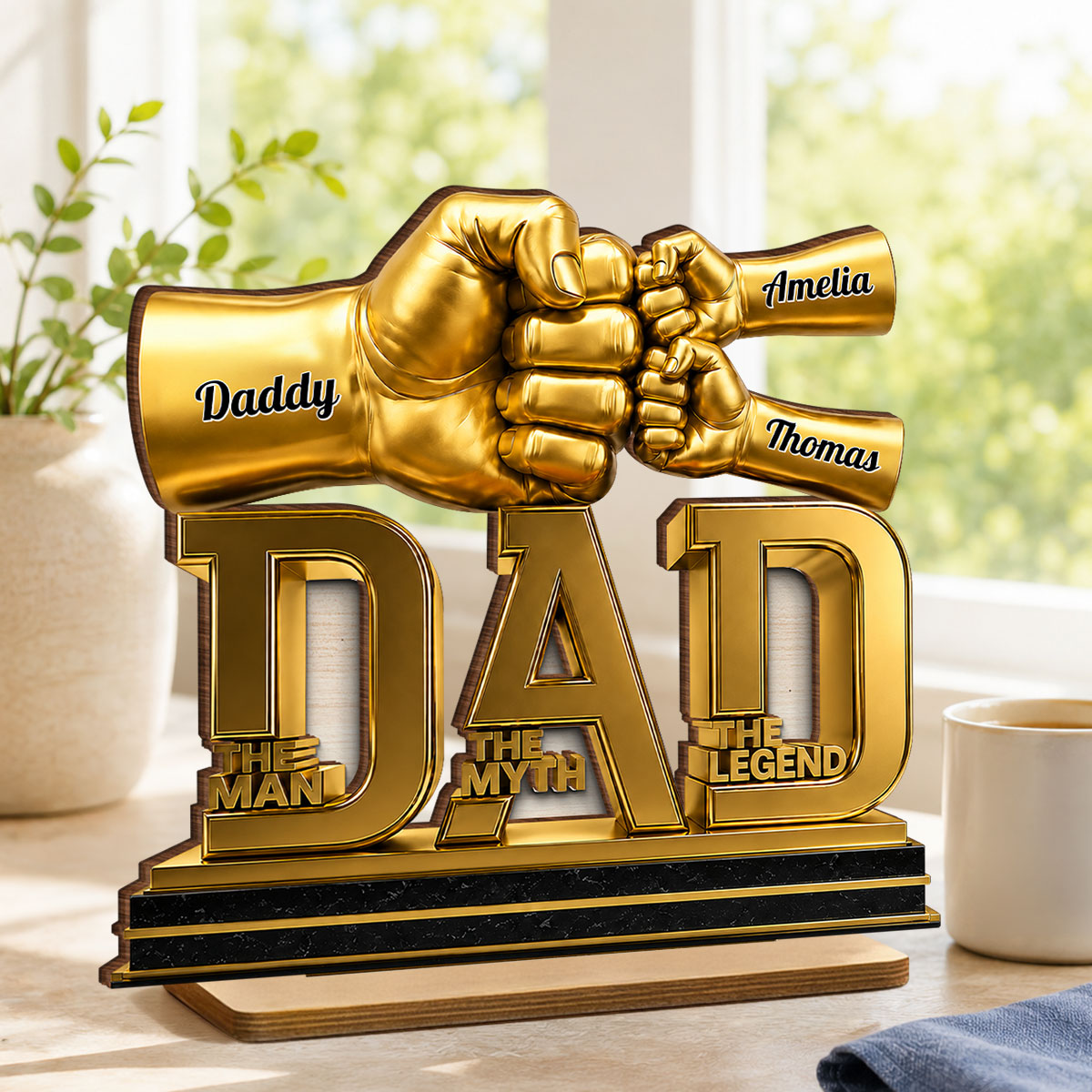 Dad The Man The Myth The Legend - Personalized 2-Layered Wooden Plaque - Father's Day Gift for Dad, Husband